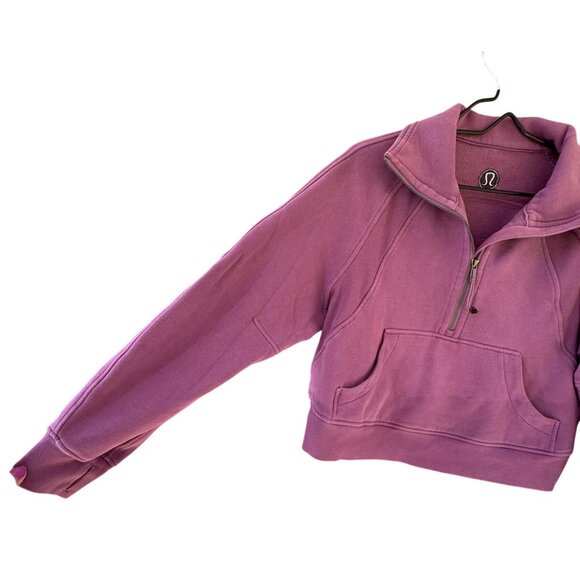 Lululemon Womens XS Oversized Half-Zip Pullover Sweatshirt Purple Cotton & Span - Picture 6 of 9